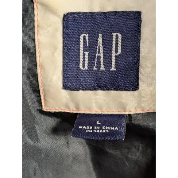 Vtg Gap Puffer Jacket Mens Large Down Fill Y2K Hooded Coat Quilted Streetwear